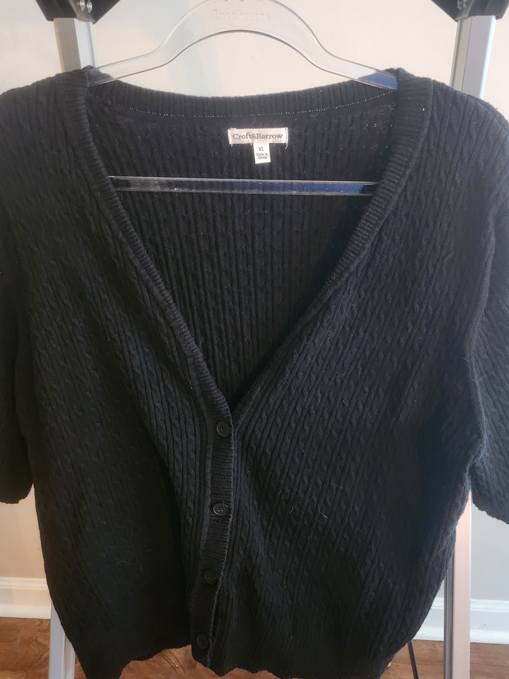 croft & barrow Black V‑Neck Button Cardigan